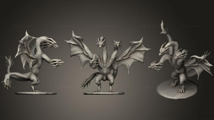 Figurines of griffins and dragons (King Ghidorah, STKG_0096) 3D models for cnc
